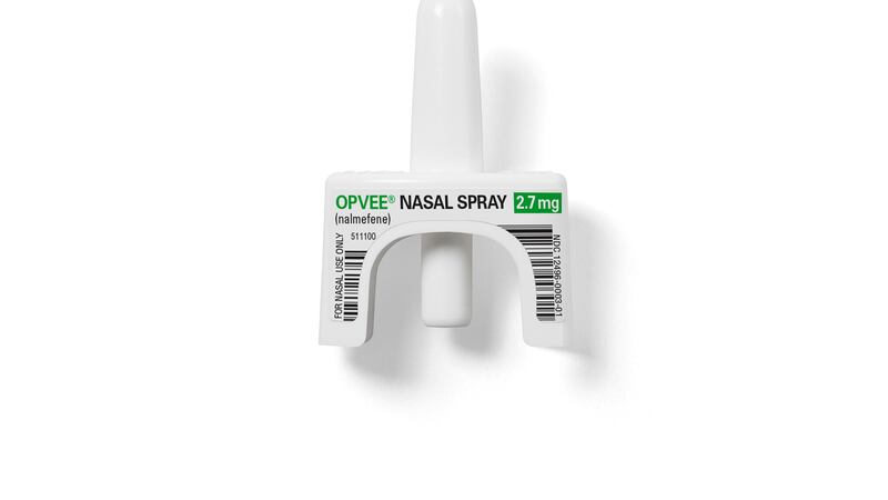 This photo provided by Indivior in May 2023 shows their drug Opvee. On Monday, May 22, 2023,...
