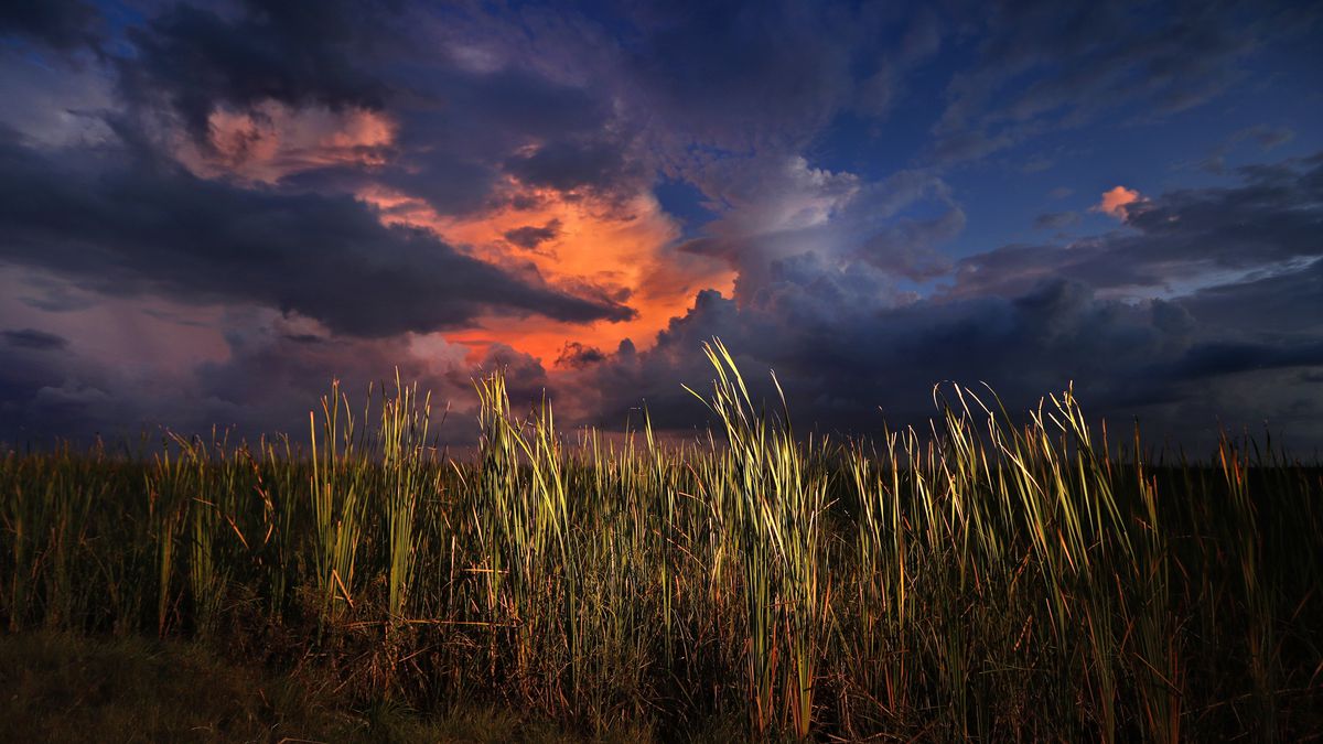FILE - In this Oct. 20, 2019 photo, a clearing late-day storm adds drama in the sky over a...
